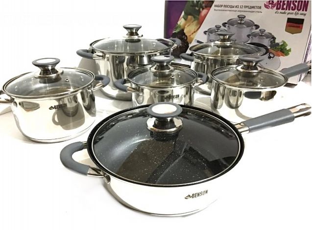 Набор кастрюль 12 предметов нержавейка BN-193