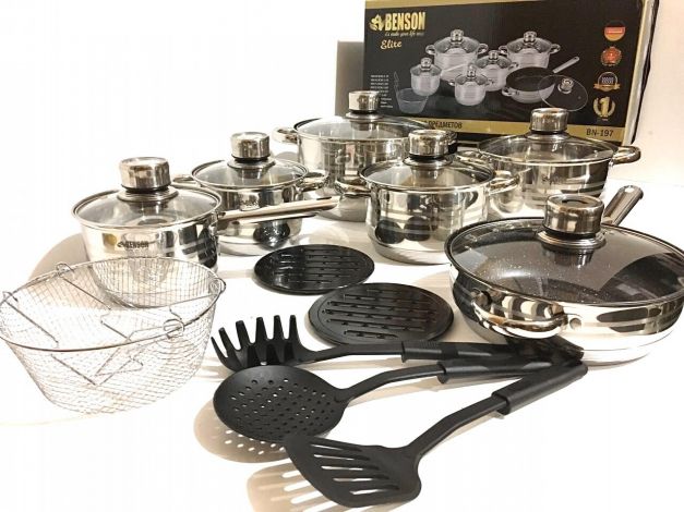 Набор кастрюль 18 предметов нержавейка BN-197