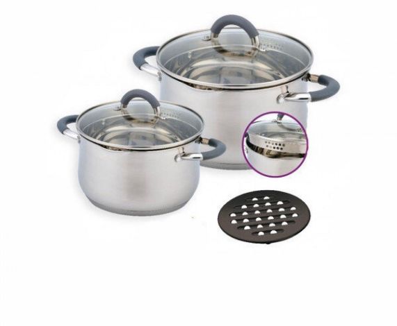 Набор кастрюль из нержавеющей стали 5 предметов (3л; 5,1л) BN-237