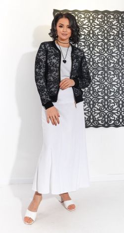 Чорний гіпюровий бомбер