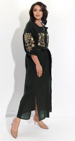 Стильное льняное платье с украинской вышивкой