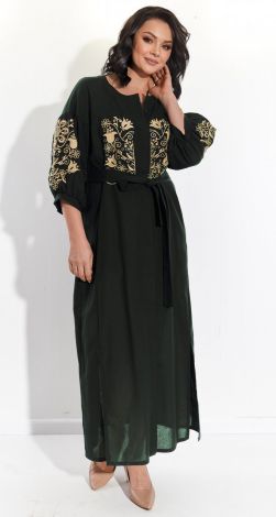 Стильное льняное платье с украинской вышивкой