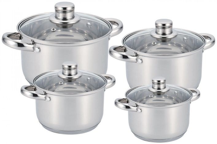 Набор кастрюль из нержавеющей стали 8 предметов BN-206