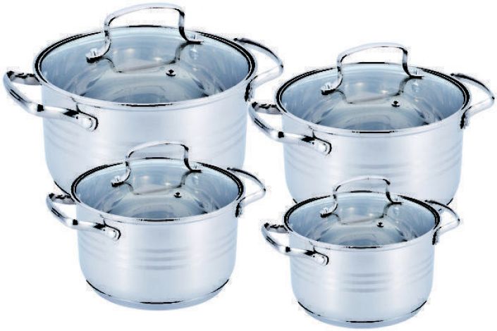 Набор кастрюль из нержавеющей стали 8 предметов BN-202