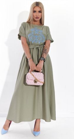 Льняное платье с вышивкой