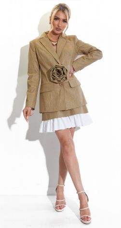 Льняний костюм піджак та спідниця