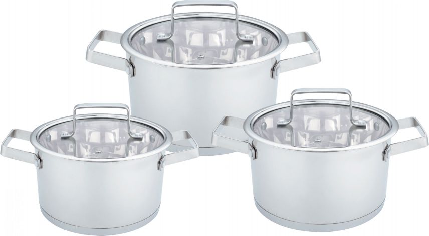 Набор кастрюль с крышкой, нержавеющая сталь, 6 предметов.16*9,5см, 18*10,5 см, 1,9 л, 2,6 л, 3,6 л. BN-684
