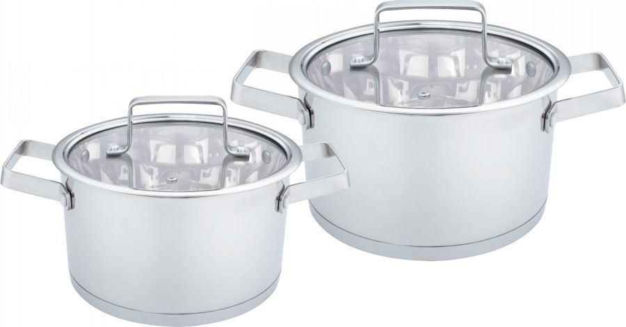 Набор кастрюль с крышкой, нержавеющая сталь, 4 предмета.18*10,5см, 22*12,5 см, 2,6 л, 4,7 л. BN-683