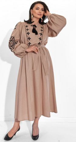 Льняное платье с украинской вышивкой