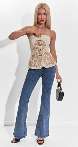 Linen corset with embroidery