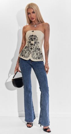 Linen corset with embroidery