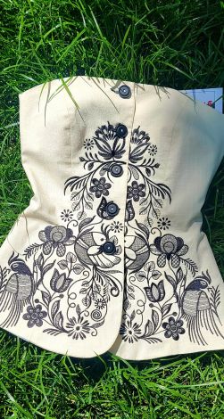 Linen corset with embroidery