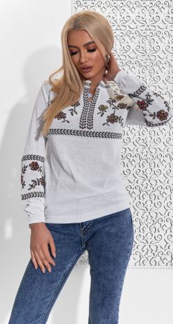 Вязанная хлопковая блузка вышиванка 