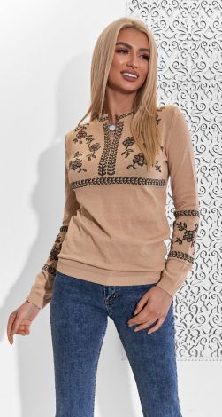 Вязанная хлопковая блузка вышиванка 