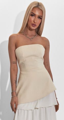 Linen corset with an asymmetrical bottom