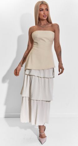 Linen corset with an asymmetrical bottom