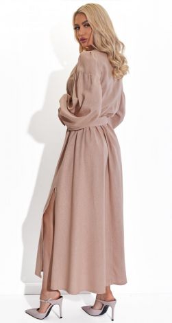 Льняное платье с разрезами 