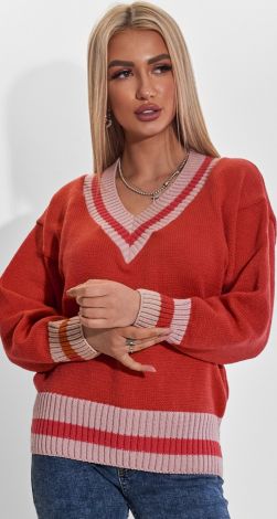 Свитер с отделкой в полоску