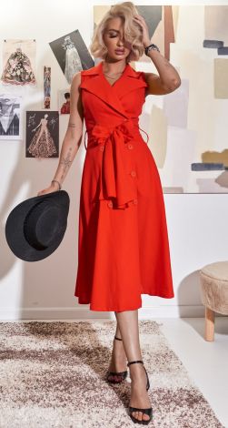 Красное Льняное Платье