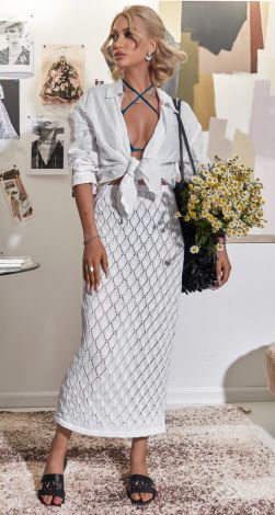 Ажурна в'язана спідниця