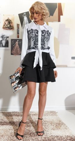 Белая Шелковая Блузка с Элегантным Кружевом