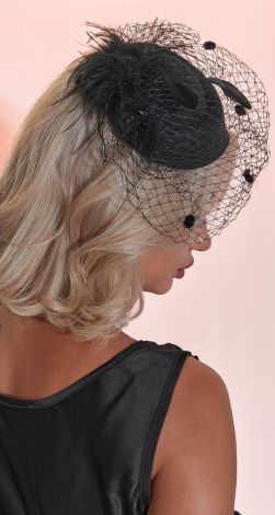 a hat with a veil