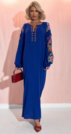 Льняное платье с вышивкой Петриковская роспись 