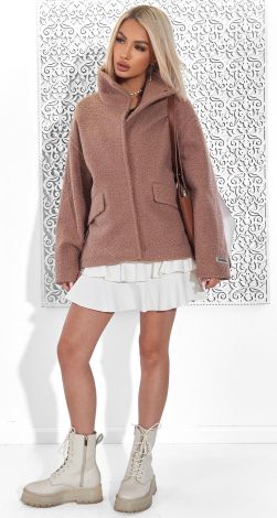 Coat made of soft eco fur