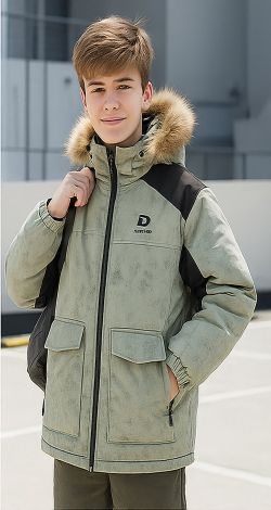 Зимняя куртка для мальчика с отстёгивающимся мехом на капюшоне