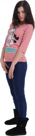 Мила кофточка TEAMO у смужку червоно-біла з довгим рукавом