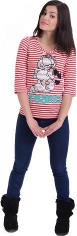 Мила кофточка TEAMO у смужку червоно-біла з довгим рукавом