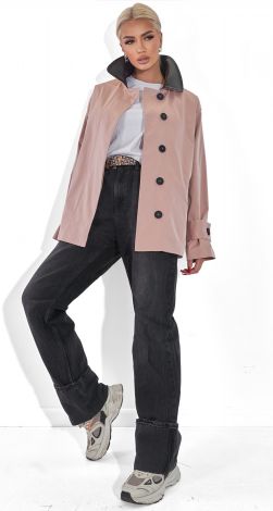 Куртка-тренч с кожаным воротником