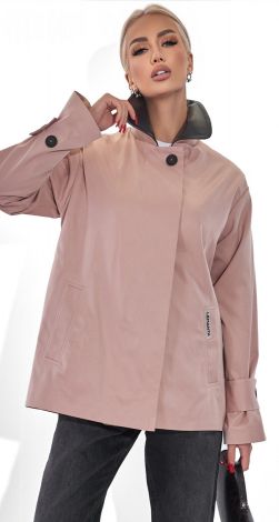 Куртка-тренч с кожаным воротником