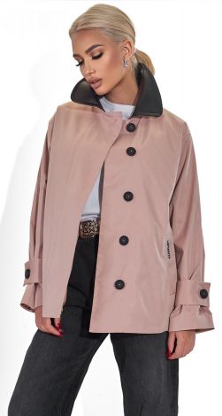 Куртка-тренч с кожаным воротником