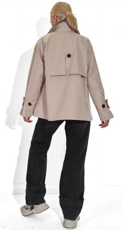 Куртка-тренч с кожаным воротником