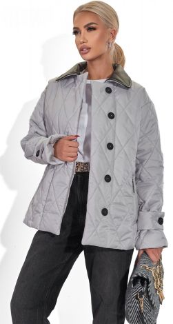 Модная куртка с кожаным воротником