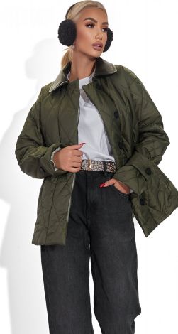 Модная куртка с кожаным воротником