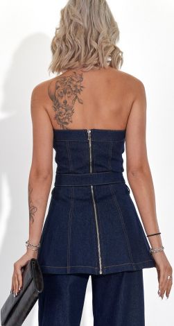 Джинсовый Корсетный Топ с Баской