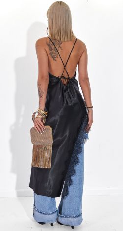 Соблазнительный Атлас: Туника-Слип с Кружевом