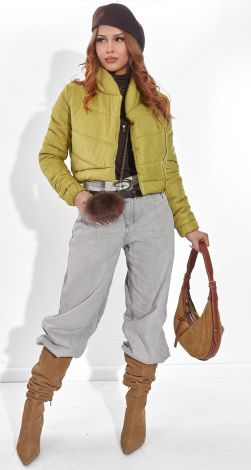 Стильную Укороченную Стеганую Куртку