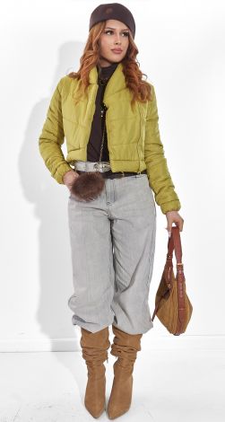 Стильную Укороченную Стеганую Куртку