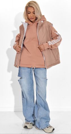 Худи Оверсайз с Лампасами из Премиальной Трехнитки с Начесом