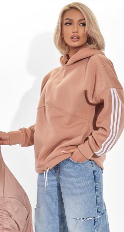 Худи Оверсайз с Лампасами из Премиальной Трехнитки с Начесом