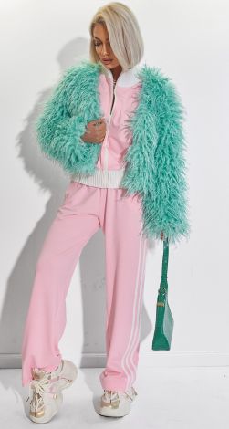 Pink suit with stripes