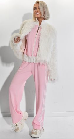 Pink suit with stripes