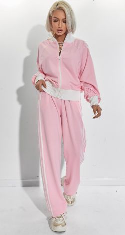 Pink suit with stripes