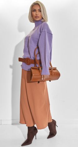 Светр оверсайз з високим горлом та розрізами