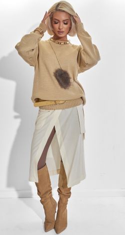 Светр жіночий оверсайз в'язаний з круглим вирізом