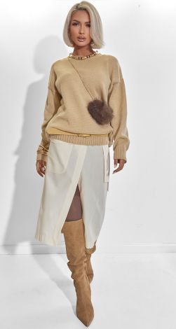 Светр жіночий оверсайз в'язаний з круглим вирізом