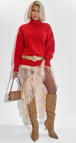 Асиметрична мережива спідниця максі